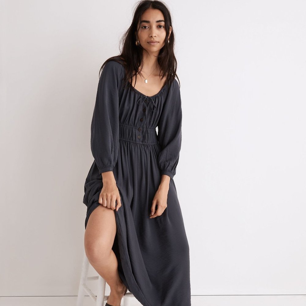 Madewell Twill Sophia Midi Dress XS NWT